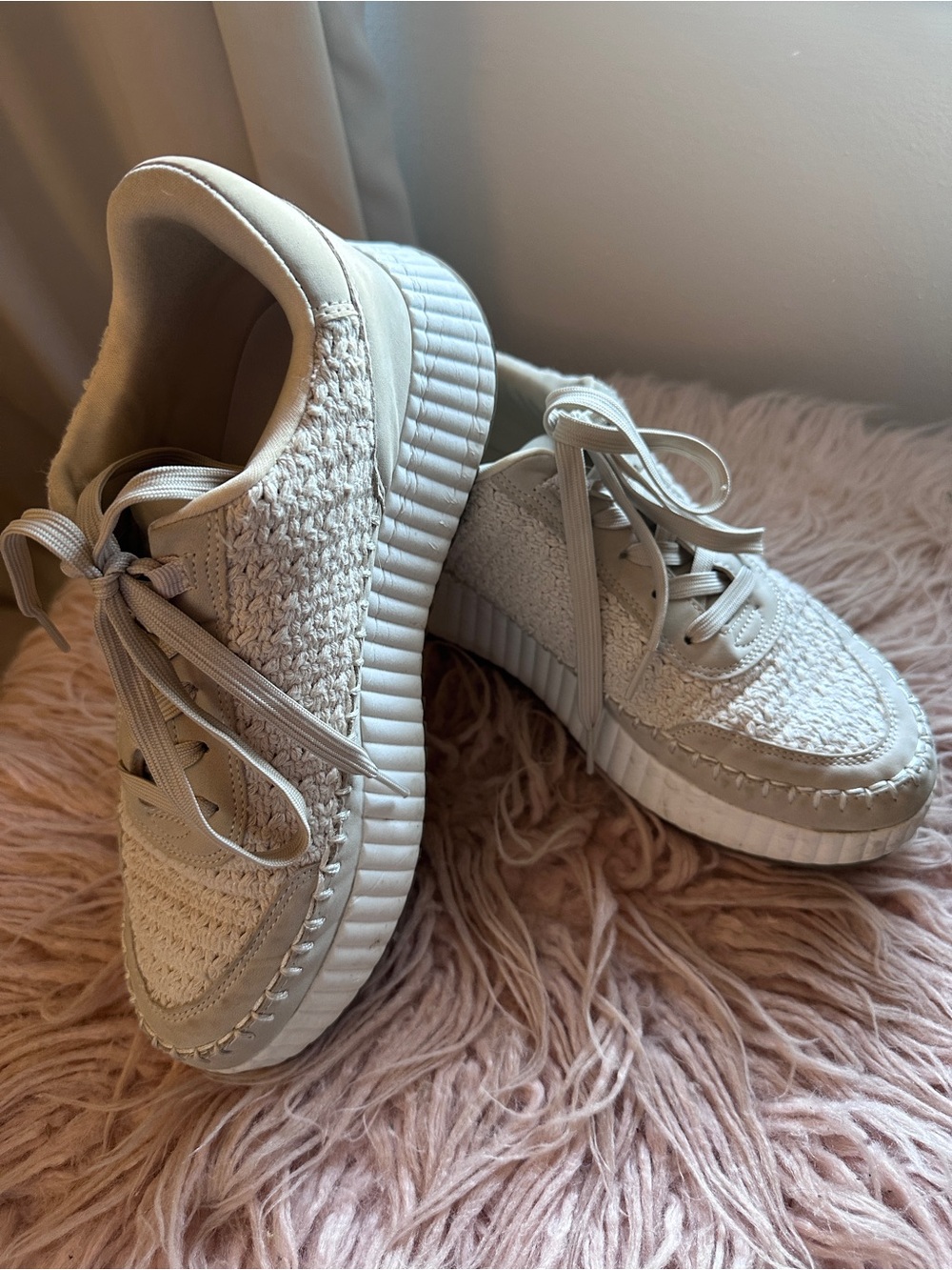 Dolce Vita Cream Woven Platform Sneakers